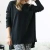 42POPS | Black Crewneck Long-Sleeve Hi-Low Tunic - Women