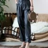 42POPS | Black Pleat-Front Pocket Straight-Leg Pants - Women