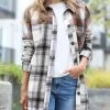 42POPS | Camel & Rust Color Block Plaid Pocket Oversize Shacket - Women