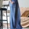 42POPS | Dark Chambray Drawstring Pocket Wide-Leg Pants - Women