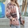 42POPS | Camel Geometric Pocket Shacket - Women