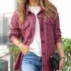 42POPS | Dark Burgundy Melange Pocket Button-Up Shacket - Women