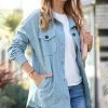 42POPS | Blue Gray Melange Pocket Button-Up Shacket - Women