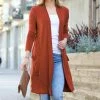 42POPS | Dark Rust Slouchy Pocket Open Cardigan - Women