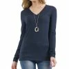 42POPS | Midnight Navy V-Neck Long-Sleeve Top - Women