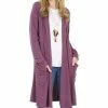 42POPS | Eggplant Pocket Open Cardigan - Women