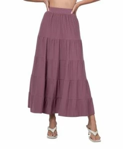 42POPS | Eggplant Tiered Maxi Skirt - Women