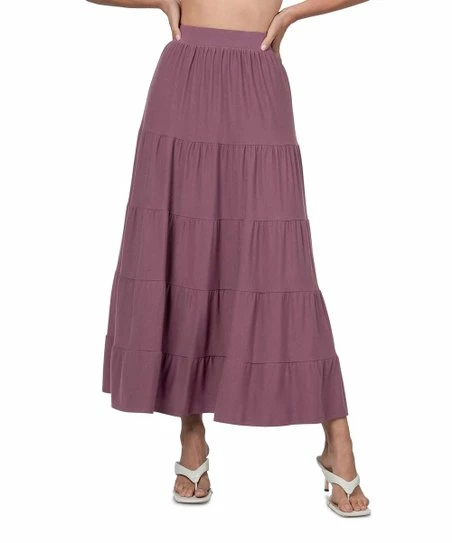 42POPS | Eggplant Tiered Maxi Skirt - Women