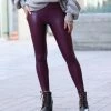 42POPS | Eggplant Faux Leather High-Waist Leggings - Women