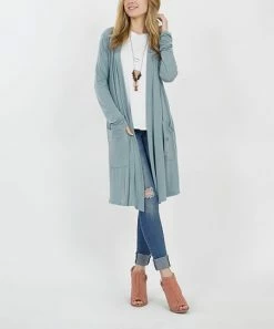 42POPS | Blue-Gray Pocket Open Cardigan - Women