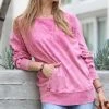 42POPS | Ash Pink Acid Wash Boatneck Pocket Sweatshirt - Women