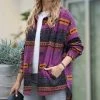 42POPS | Plum Geometric Pocket Shacket - Women