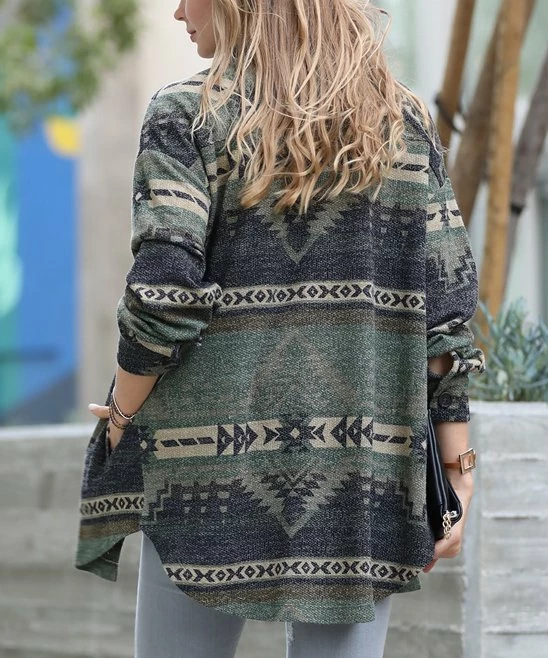 42POPS | Olive Geometric Pocket Shacket - Women - Image 3