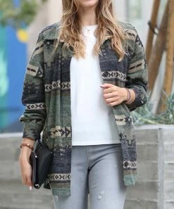 42POPS | Olive Geometric Pocket Shacket - Women