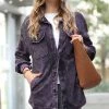 42POPS | Blackberry Mineral Wash Pocket Shacket - Women