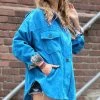 42POPS | Deep Sky Corduroy Curved-Hem Pocket Oversize Shacket - Women