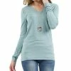 42POPS | Light Green V-Neck Long-Sleeve Top - Women
