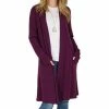 42POPS | Dark Plum Pocket Open Cardigan - Women