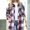 42POPS | Burgundy & Navy Color Block Plaid Pocket Oversize Shacket - Women