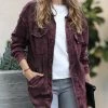 42POPS | Dark Burgundy Mineral Wash Pocket Shacket - Women