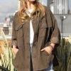 42POPS | Mocha Corduroy Pocket Button-Up Shacket - Women