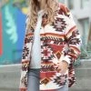 42POPS | Cream Geometric Waffle Pocket Oversize Shacket - Women