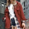 42POPS | Dark Rust Corduroy Curved-Hem Pocket Oversize Shacket - Women