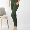 42POPS | Army Green Wide-Waistband Pocket Leggings - Women