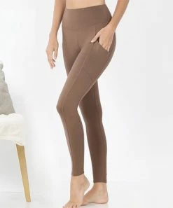 42POPS | Mocha Wide-Waistband Pocket Leggings - Women