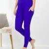 42POPS | Bright Blue Wide-Waistband Pocket Leggings - Women