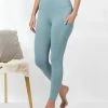 42POPS | Blue Gray Wide-Waistband Pocket Leggings - Women