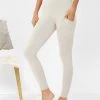 42POPS | Bone Wide-Waistband Pocket Leggings - Women