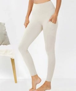 42POPS | Bone Wide-Waistband Pocket Leggings - Women