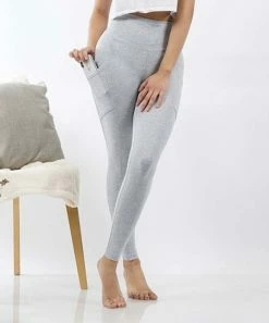42POPS | Heather Gray Wide-Waistband Leggings - Women