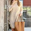 42POPS | Latte Waffle Turtleneck Long-Sleeve Curved-Hem Sweater - Women