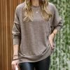 42POPS | Mocha Melange Drop-Shoulder Crewneck Sweater - Women
