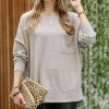42POPS | Heather Cocoa Melange Drop-Shoulder Crewneck Sweater - Women