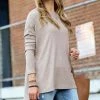42POPS | Heather Mocha Ribbed Crewneck Slit-Hem Sweater - Women