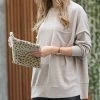 42POPS | Heather Cocoa Oversize Crewneck Drop-Shoulder Sweater - Women