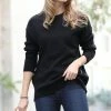 42POPS | Black Drop-Shoulder Crewneck Sweater - Women