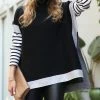 42POPS | Black Stripe Contrast Mock Neck Hi-Low Sweater - Women