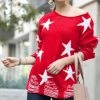 42POPS | Ruby & Ivory Star Distressed Drop-Shoulder Boatneck Sweater - Women