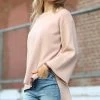 42POPS | Dusty Blush Crewneck Bell-Sleeve Hi-Low Sweater - Women