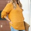 42POPS | Golden Mustard Popcorn Crewneck Balloon-Sleeve Sweater - Women
