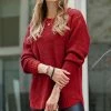 42POPS | Burgundy Crewneck Hi-Low Sweater - Women