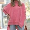 42POPS | Rose Oversize Cowl Neck Hi-Low Poncho Sweater - Women