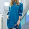 42POPS | Teal Crewneck Long-Sleeve Pocket Oversize Sweatshirt Tunic - Women