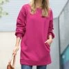 42POPS | Magenta Crewneck Long-Sleeve Pocket Oversize Sweatshirt Tunic - Women