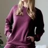 42POPS | Dark Plum Crewneck Long-Sleeve Pocket Sweatshirt - Women