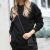 42POPS | Black Crewneck Long-Sleeve Pocket Sweatshirt - Women